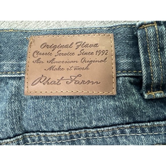 VTG Phat Farm Shorts Mens 38 Blue Denim Baggy Embroidered Hip Hop Y2K Jnco Style - Picture 8 of 12